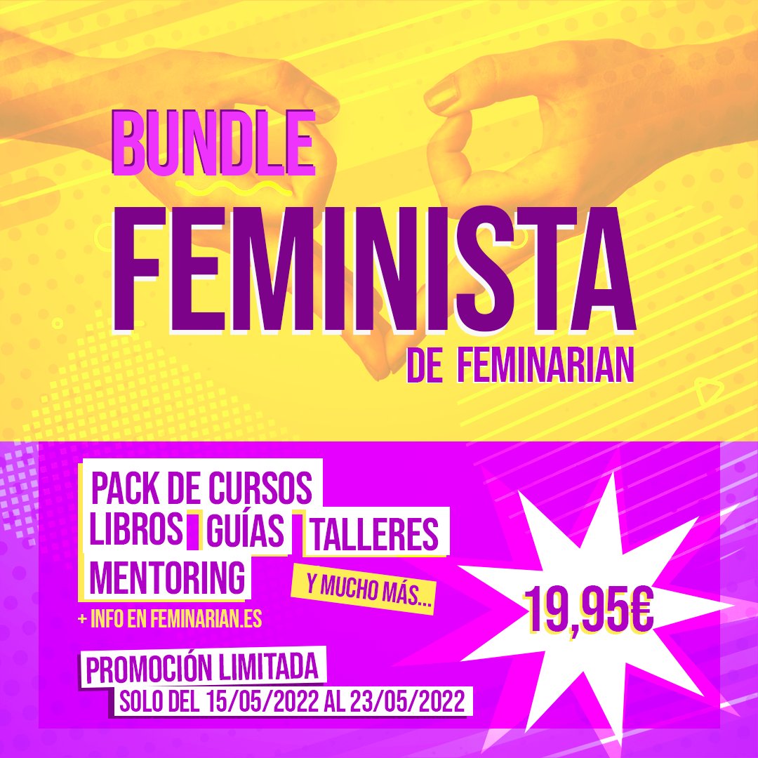 feminarian's tweet photo. 📢📢¡¡¡NOTICIÓN!!!📢📢
Sacamos a la venta nuestro primer #bundlefeminista, un pack de cursos, talleres, recursos didácticos, mentoring y mucho más por un precio súper reducido 🤯 Más info aquí: https://t.co/H3nZjpNvrW
#feminismo #cursosonline #educacionsocial #cursos #educacion https://t.co/quvVCmYgSN
