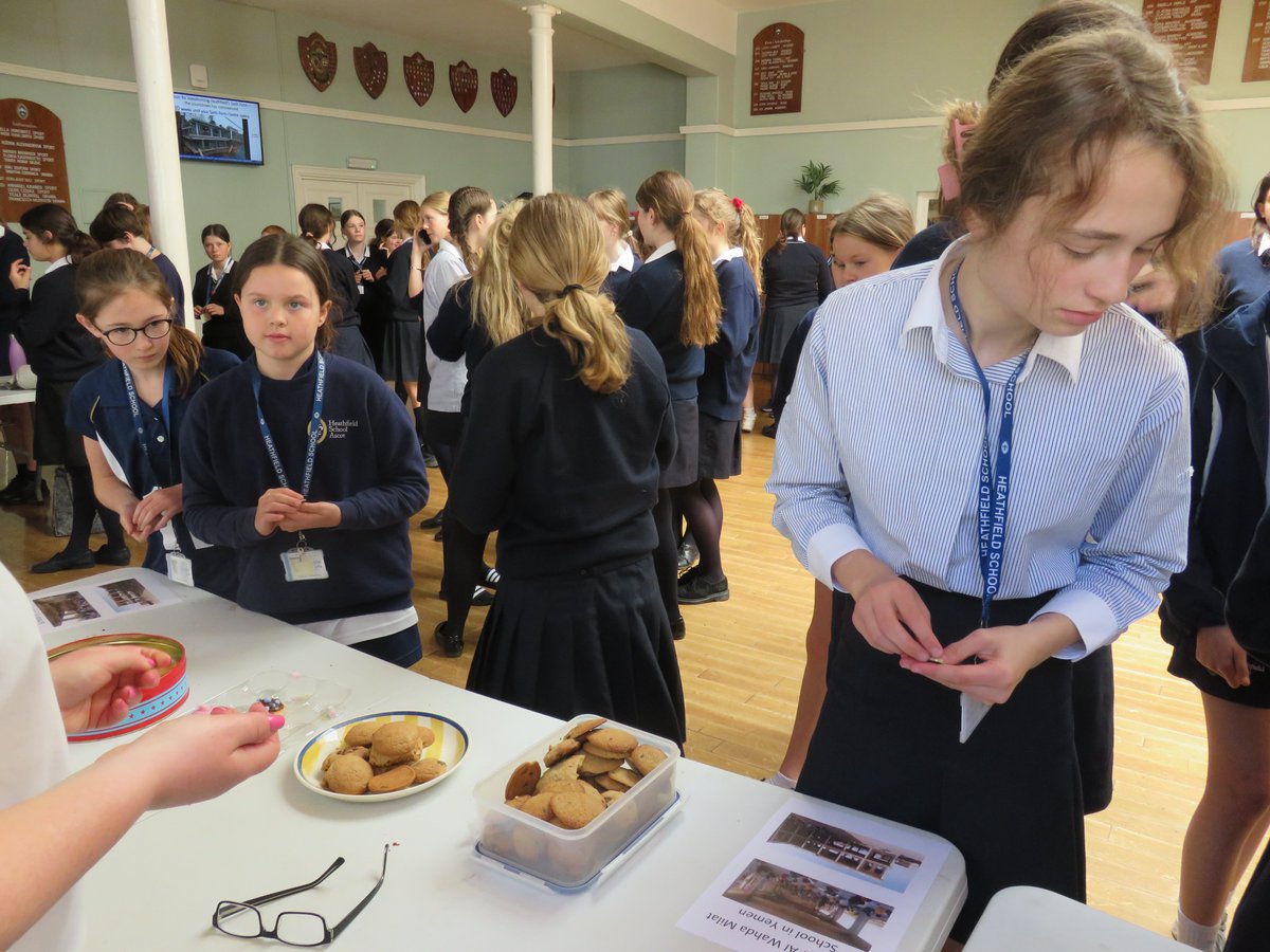 DirectorSixth's tweet photo. A cake sale for the Al Wahda Milat School in Yemen in full swing. #twins.org.uk/yemen https://t.co/0DeZKofEgW