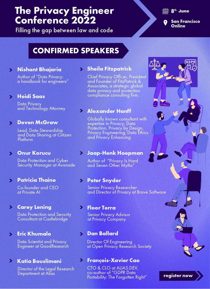 BiaKunrath_'s tweet photo. Hello, folks! For lawyers and software engineers concerned about implementing privacy protection, here's an event you can't miss :) Register now: https://t.co/LitaKEak2j
#conference #privacy #dataprotection #privacyengineer https://t.co/LcnUIzjy0Q