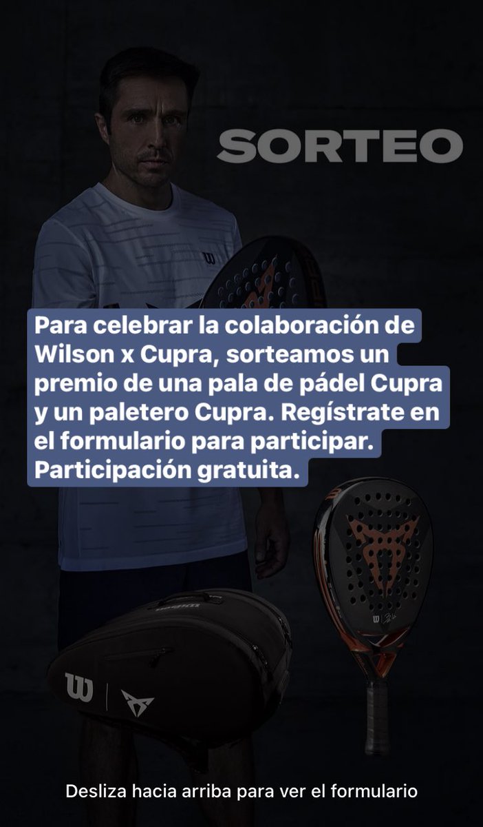 padel20's tweet photo. @XaviGasso @panayat @Nightsirk90 @WilsonPadelES @CUPRA @WilsonTenisEsp @Padel20Torneig @KikePadelX3 @mxpijoan @FCatalanaPadel @padelagogo @palapadelpro @LASELLATENNIS @nagoraki Exacto @XaviGasso
En Instagram @WilsonPadelES tiene una publicidad creada para participar en este sorteo.
Como dice Xavi, seguir a @FBelasteguin y #WilsonEs, seguro os salta esta acción.
#Pádel #Novedad #Sorteo #WilsonxBela #Cupra https://t.co/U9EQJqiETp