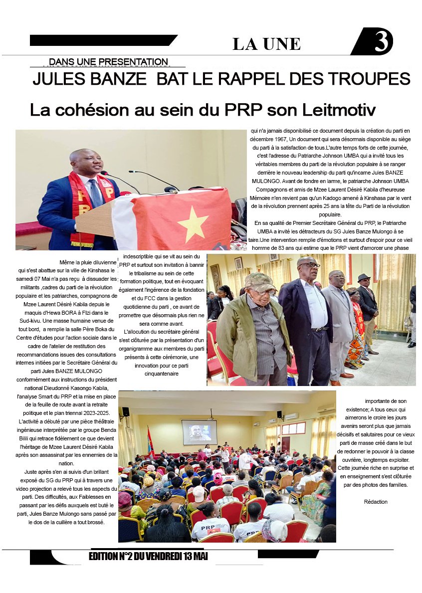 de_prp's tweet photo. La parution de son 2eme Numéro ✊ @BanzeJules @de_prp @BarthelemyMonga @KabuloNsung https://t.co/qjSauUbHJv