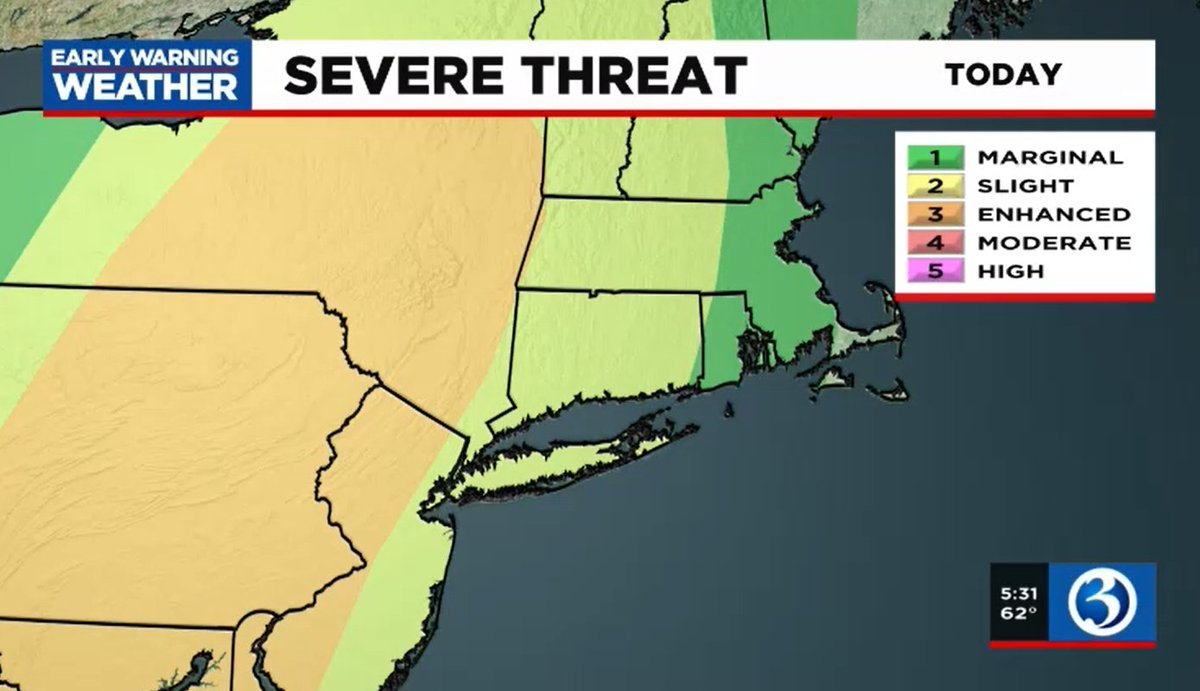 NicoleNalepaTV's tweet photo. We're following an #EWWA b/c of THIS. We're in the slight margin for the threat of severe weather.. Keep it tuned to @WFSBnews & the Ch. 3โฃ app! ๐ฒ
#beweatheraware #staysafe #weatheron3 #CTweather #CTwx #WFSBthisAM #WFSB https://t.co/GqrtjYJDyr