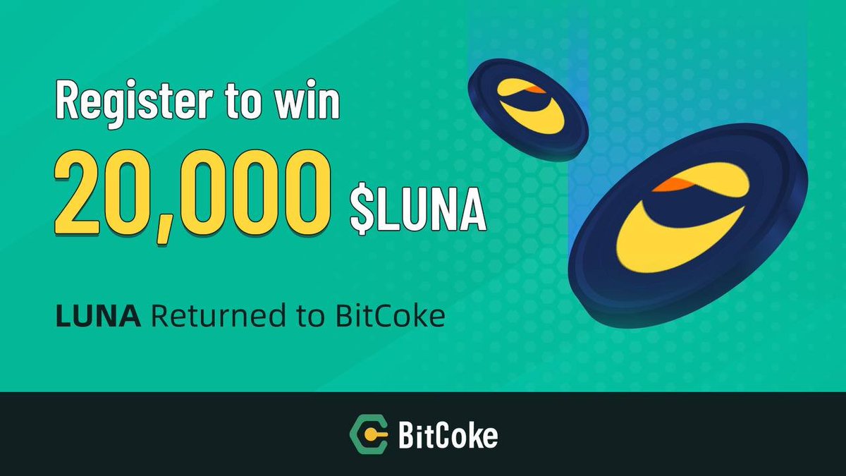BitCokedotcom's tweet photo. $LUNA resumes spot trading momentarily🚀

Register to Win 20,000 $LUNA!

✅Follow @BitCokedotcom 

✅RT with #BitCoke ➕Tag 3 Friends
✅Register on BitCoke 

💞Refer friends to win an extra 5,000 $LUNA

Fill in form➡️https://t.co/zgqNtVWKw3 https://t.co/GER6sAEyFk