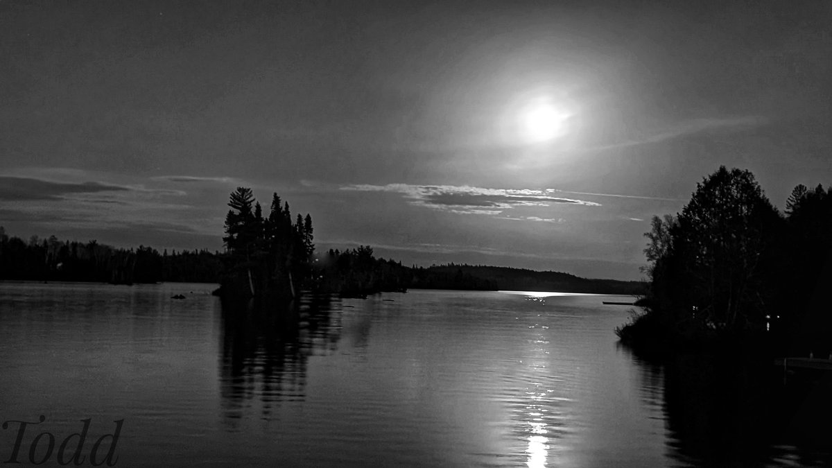 On the lake with a full moon in may