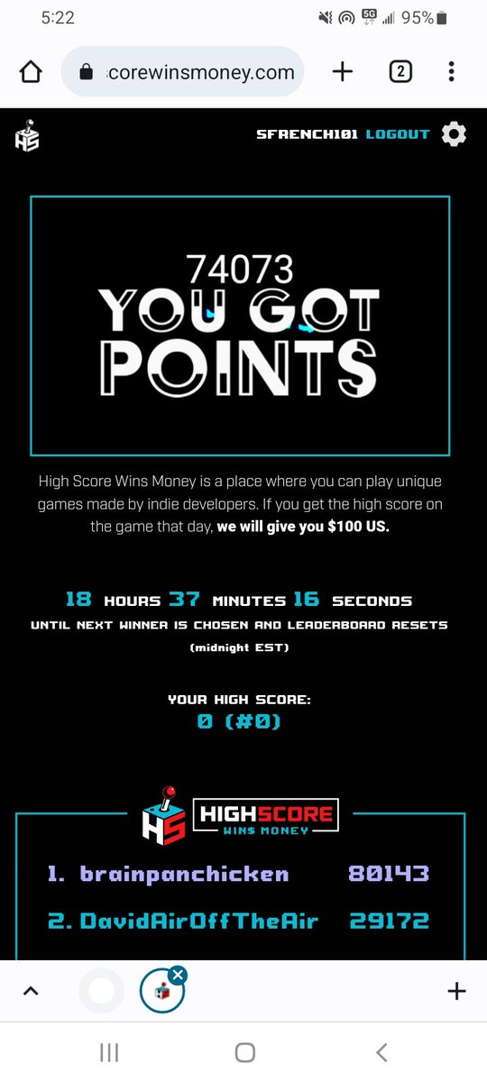 sfrench_101's tweet photo. I passed my highscore of yesterday @HighScoreWM https://t.co/ywSzE4nipk