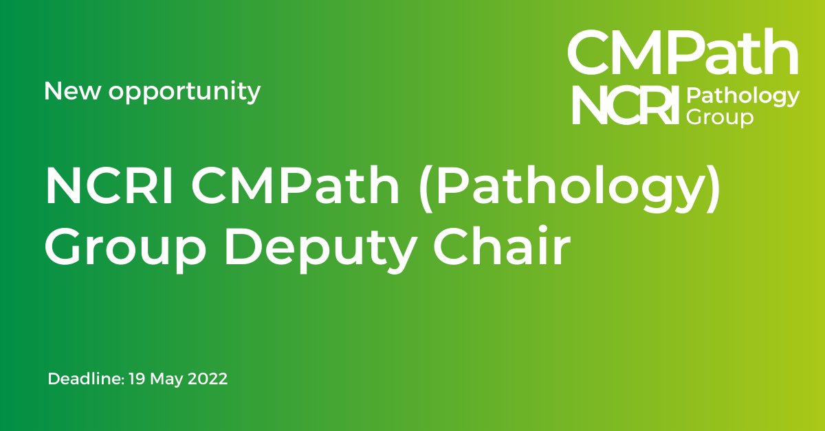 NCRI_partners's tweet photo. β³ Last chance to apply to become the Deputy Chair of #CMPath! β³
Deadline: 19 May 2022
π https://t.co/4KfkGgjEqh
#Pathology https://t.co/MncNZPBPLT