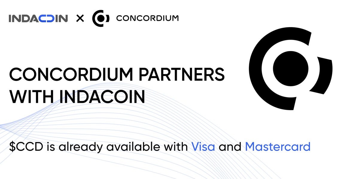 Indacoin's tweet photo. 🔥Another HUGE partnership! Shout out to @concordium, the only layer-1 #blockchain with a built-in ID framework.

$CCD Token is now LIVE on #Indacoin for Visa &amp; Mastercard:
💳https://t.co/NLtumOu6kG

#Concordium #web3 @TheCCDChannel #decentralized  #CCDNews https://t.co/HmNDhwLDjY