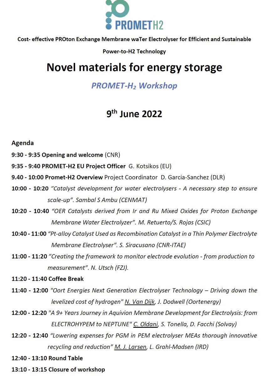 CNR_ITAE's tweet photo. #prometh2 #h2020 #project #workshop on novel #materials for #energy #storage is approaching! It will be held online on the 9th June. Have a look at the agenda and register here: https://t.co/Pb2eMSZ30l
#pem #electrolyser #powertoh2 #gohydrogen https://t.co/nbM5jDl573