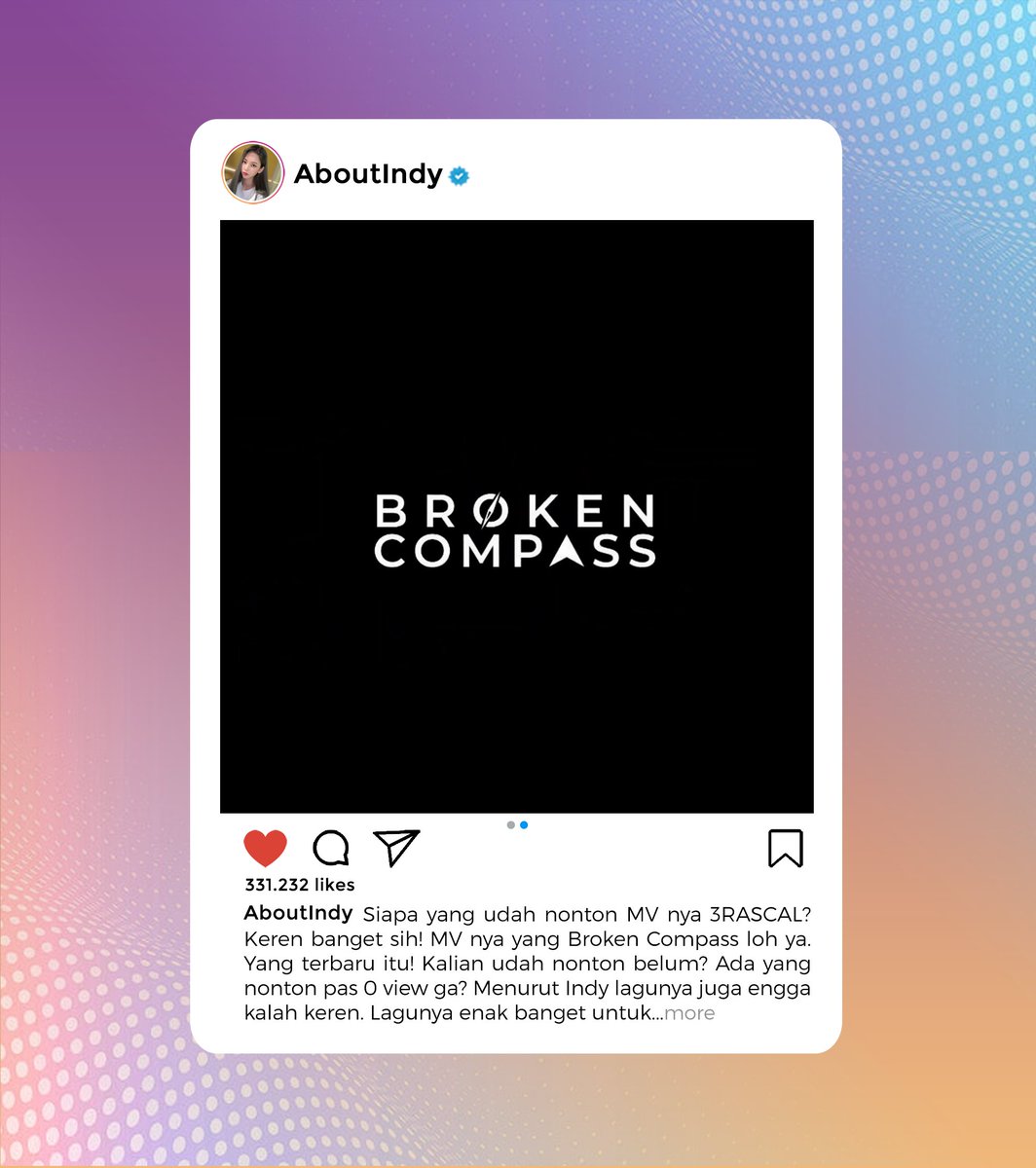 ㅤ

             ʚ 𝗔𝗯𝗼𝘂𝘁𝗜𝗻𝗱𝘆 𝗜𝗻𝘀𝘁𝗮𝗴𝗿𝗮𝗺 𝗨𝗽𝗱𝗮𝘁𝗲 ɞ
         —————————————————

Siapa yang udah nonton MV nya 3RASCAL? Keren banget sih! MV nya yang Broken Compass loh ya. Yang terbaru itu! Kalian udah nonton belum? Ada yang nonton pas 0 view ga? 
ㅤ