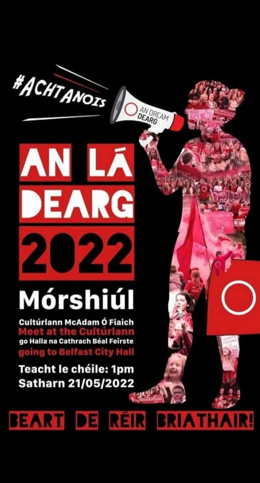 LeathChathail's tweet photo. 🚌⭕️ BUS CHUIG AN LÁ DEARG ⭕️🚌
Beidh bus ar fáil saor in aisce chuig an Lá Dearg i mBéal Feirste. Cláraigh d'áit ar an nasc seo: https://t.co/ofGoFc12jn https://t.co/QZiwcRLdd1