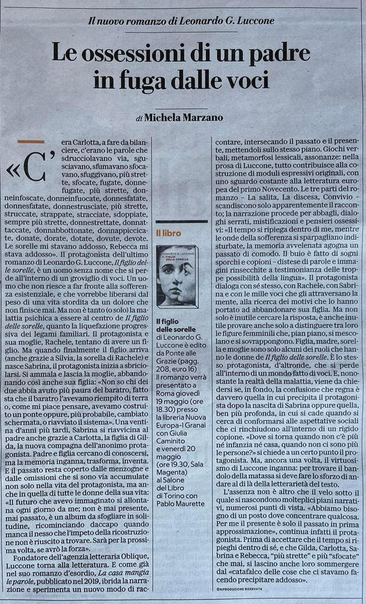 obliquestudio's tweet photo. "Giochi verbali, metamorfosi lessicali, assonanze, [...] con uno sguardo costante alla letteratura europea del primo Novecento."
Michela Marzano parla di "Il figlio delle sorelle", Ponte alle Grazie, su "la Repubblica"

#ilfigliodellesorelle #leonardogluccone #michelamarzano https://t.co/M2TTmNLZFz