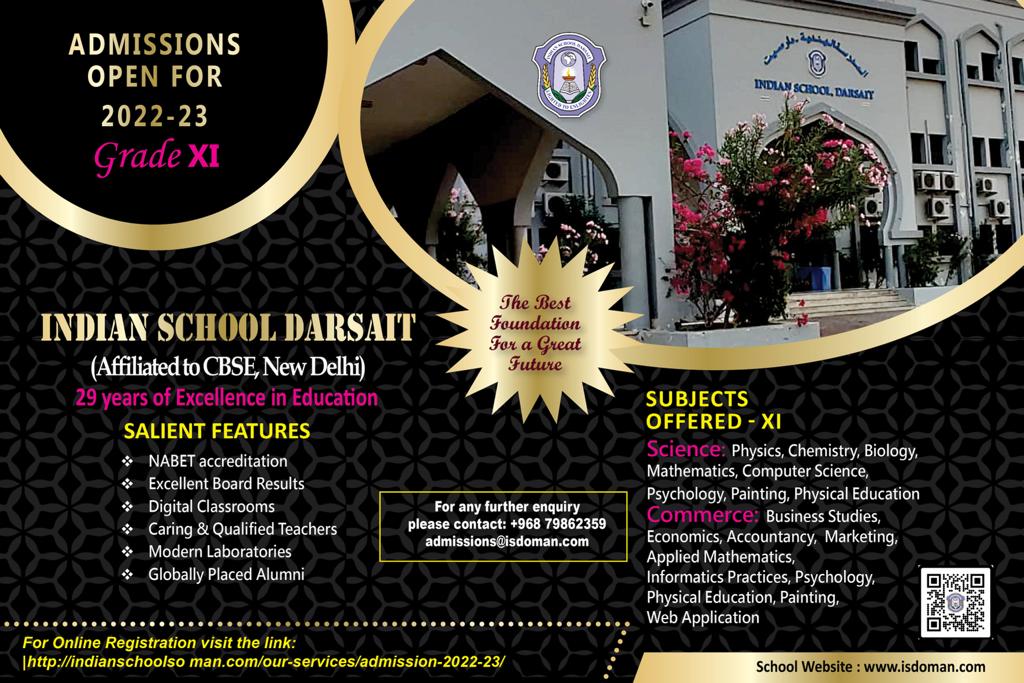 isd_oman's tweet photo. Admissions open for Grade XI https://t.co/d39p2y9isf