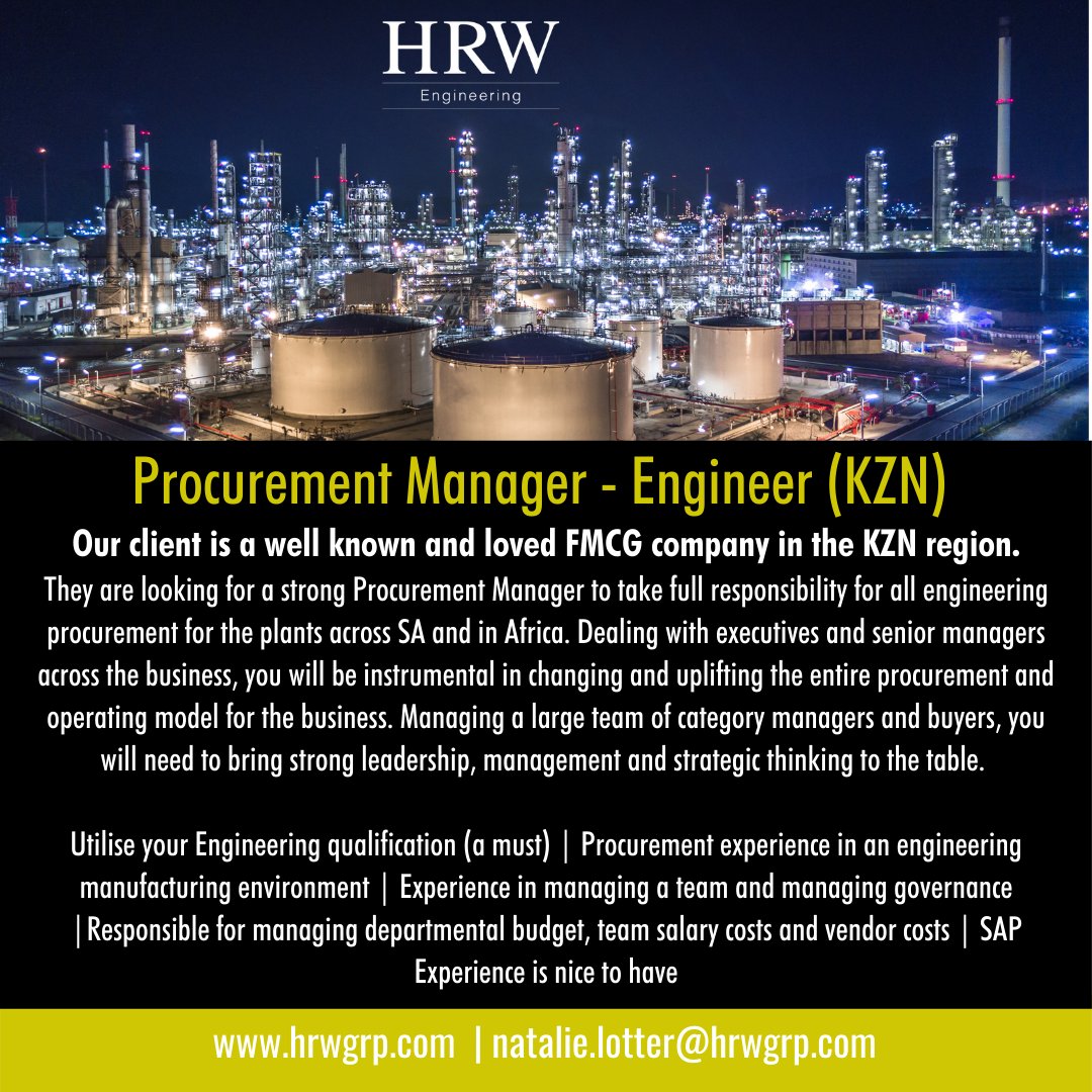 EngineeringHrw's tweet image. #engineering #procurement #manager #engineer #FMCG #Plants