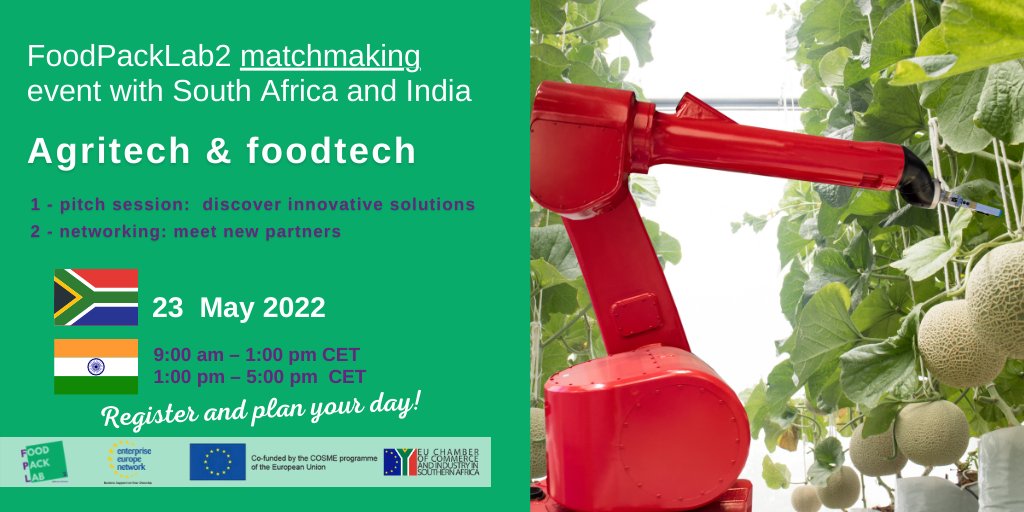 EU Chamber of Commerce & Industry Southern Africa (@euchamber_ssa) on Twitter photo 📣On 23 may Join <a href="/EUChamber_SSA/">EU Chamber of Commerce & Industry Southern Africa</a> & <a href="/FoodPackLab2/">FoodPackLab 2</a> Matchmaking online event
👉Dedicated to SMEs #agriculture #agritech #Foodprocessing and #Packaging.
👍Free registration bit.ly/36QLiru
📌Agenda: foodpacklab.eu/agritech-and-f…
<a href="/FoodPackLab2/">FoodPackLab 2</a> 📣On 23 may Join <a href="/EUChamber_SSA/">EU Chamber of Commerce & Industry Southern Africa</a> & <a href="/FoodPackLab2/">FoodPackLab 2</a> Matchmaking online event
👉Dedicated to SMEs #agriculture #agritech #Foodprocessing and #Packaging.
👍Free registration bit.ly/36QLiru
📌Agenda: foodpacklab.eu/agritech-and-f…
<a href="/FoodPackLab2/">FoodPackLab 2</a>