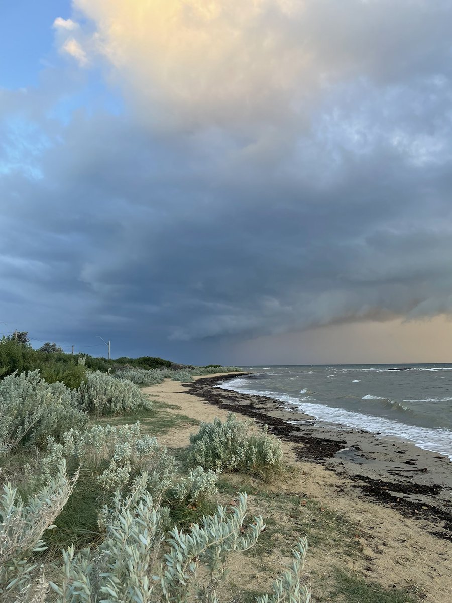 MoiraTMcCarthy's tweet photo. An evening storm approaching Beaumaris Bay, 5pm, 16/5/2022. #Beaumaris #Bayside #RickettsPoint https://t.co/0jKguLzYNJ
