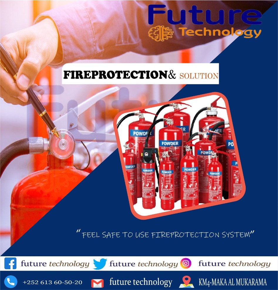 FUTURETECHNLGY's tweet photo. #FIRE_PROTECTION
Shirkada #future_technology Waxay idin heeysaa adeeg Fire Protection oo dhameystiran oo aad kaga hortagi karto marku dab kaco goobaha sida: Guryaha iyo goobaha ganacsi.
Wixii faahfaahin intaas dheer waxaad nagala soo xiriir kartaa :
Call/WhatsApp 0613605020 https://t.co/mzqauFIE37