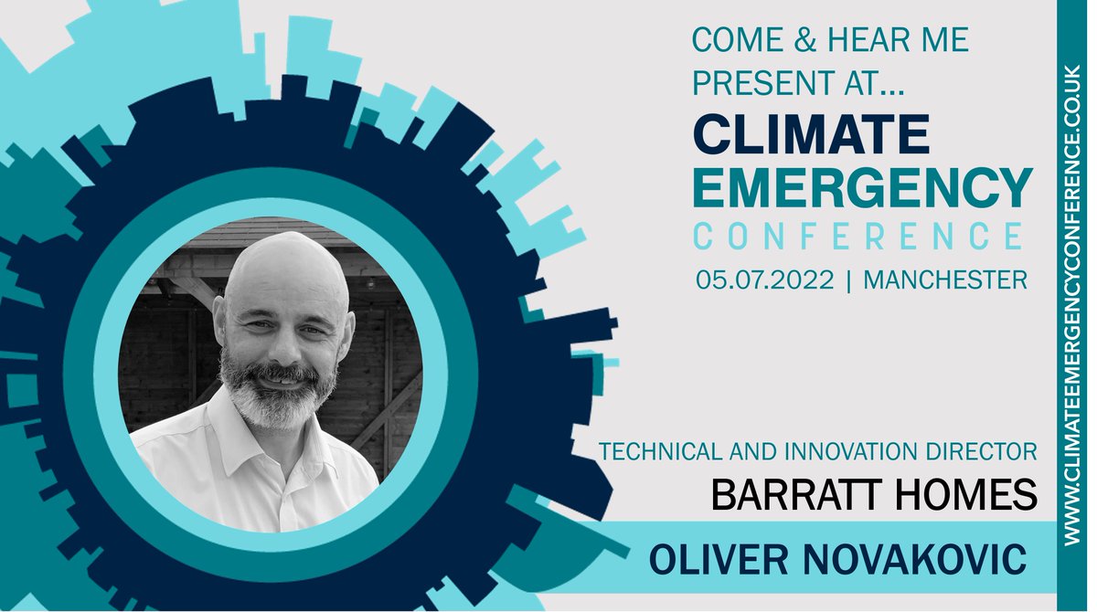 ClimateEC's tweet photo. Oliver Novakovic, Technical &amp; Innovation Director from @BarrattHomes will be speaking on: "Delivering Zero Carbon Homes – Challenges and Opportunities" at #ClimateEmergency Conference on 05 July 2022! Book your place here: https://t.co/3aFLj1n9kb https://t.co/v5yLB0inQ1