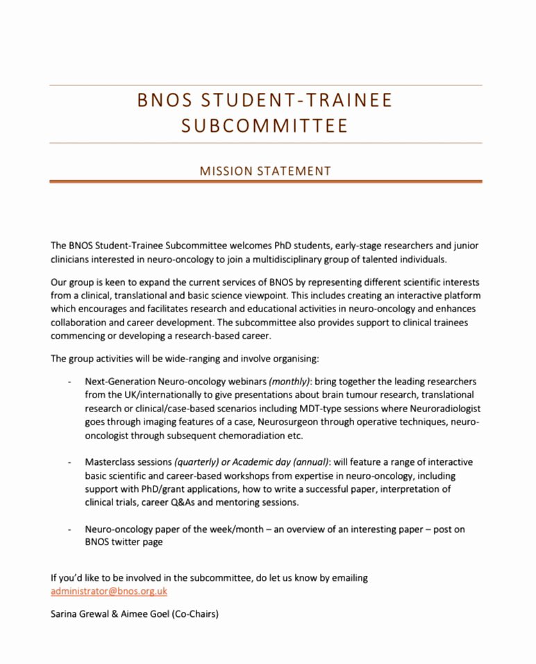 We are delighted to announce the formation of the BNOS Student-Trainee Subcommittee which will formally represent the student voice within our community. Please see details below on how to join! #studentvoice #neurooncology