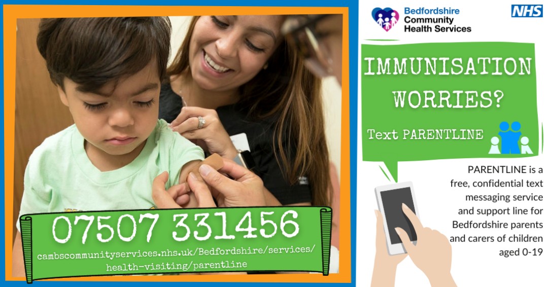 BedsCHS's tweet photo. Are you concerned about #immunisations or #vaccinations for your child? You can text our #Parentline service to get #free and #confidential advice from a healthcare professional #ParentlineBeds https://t.co/K6WN5BbEis
