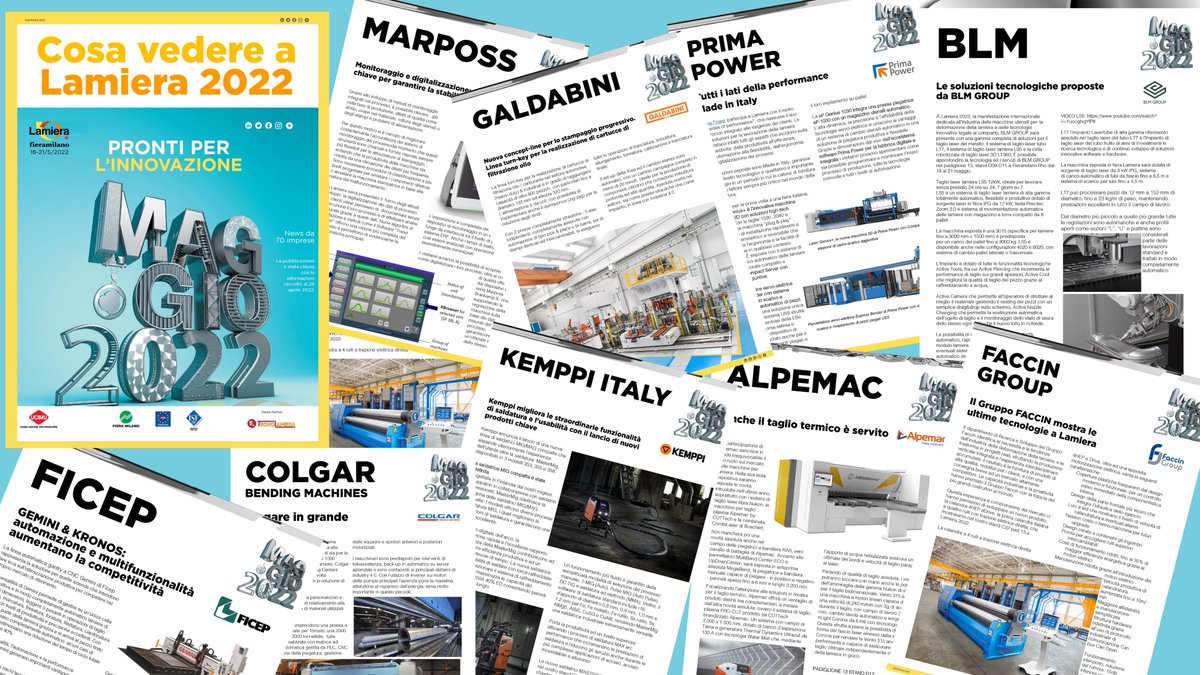 Lamiera2025's tweet photo. 👀Per organizzare al meglio la tua visita alla manifestazione scarica subito il #magazine "Cosa vedere a #LAMIERA2022" con una rassegna di alcune delle novità tecniche esposte a #LAMIERA. 

https://t.co/J6AQf9ES60 https://t.co/ItHw06aTwl