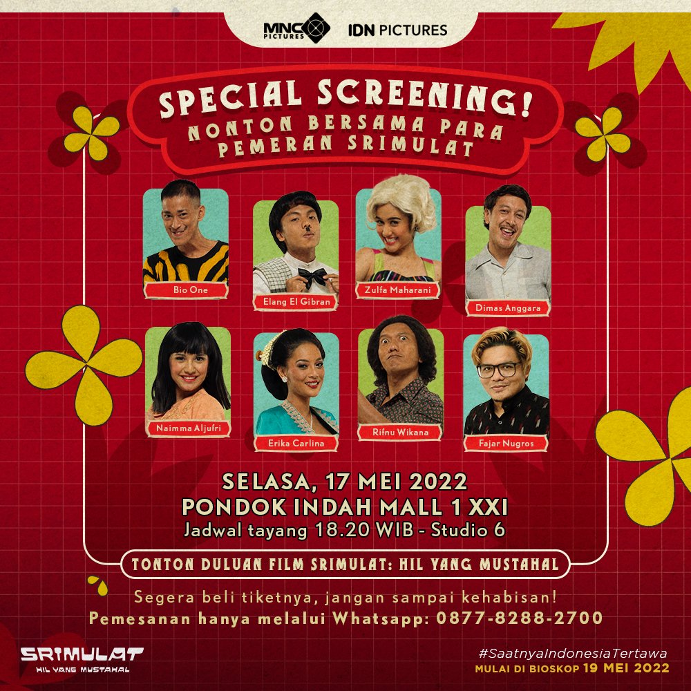 IDN Media (@idnmedia_) on Twitter photo Special screening bareng pemeran Srimulat: Hil Yang Mustahal! Yuk daftar sekarang 🤩 <a href="/IDNPictures/">IDN Pictures</a> Special screening bareng pemeran Srimulat: Hil Yang Mustahal! Yuk daftar sekarang 🤩 <a href="/IDNPictures/">IDN Pictures</a>