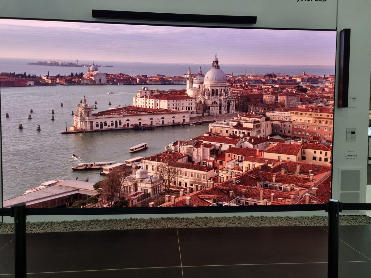 7thSenseDesign's tweet photo. Our friends at #Sony used a total of 6 7thSense Infinity Media Servers on their stand at #ISE2022 last week - driving 2 stunning Crystal LED (#CLED) displays (one measuring 220" & the second measuring 137"), Bravia X9 4K UHD TVs & a 4K projector as part of their on-booth demos. https://t.co/TqII5B7kqG