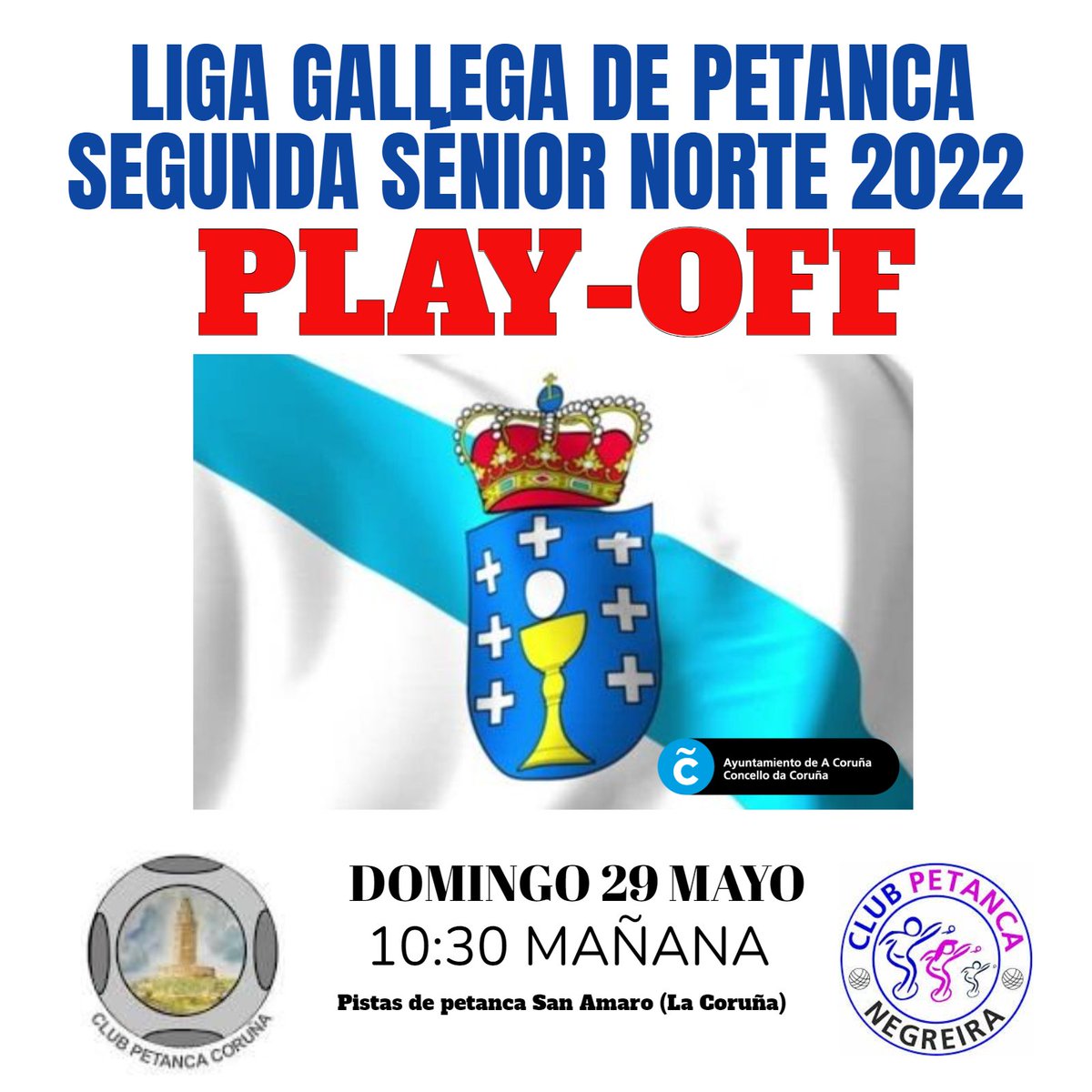 El CLUB PETANCA CORUÑA se se enfrentará en semifinales del Play-Off el contra el equipo NEGREIRA A el actual Campeón 2021 de la Liga Gallega Norte de Segunda Categoría Sénior.