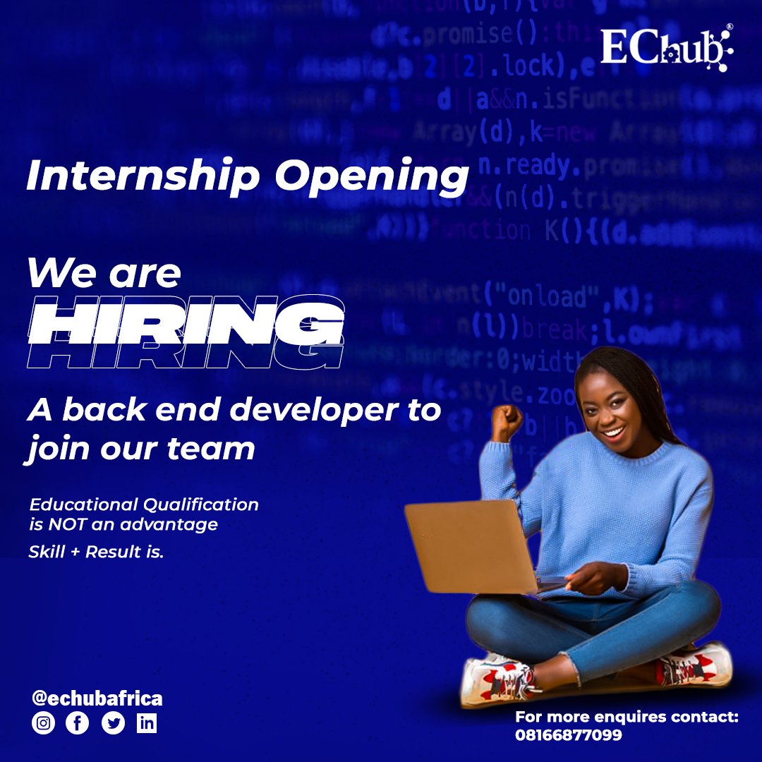 Echubafrica's tweet photo. We are building a #techvillage where technical labour meets e-commerce and we would love you to be part of it.

Send bio and sabificate to talkto.echub@gmail.com

#echubafrica #echub #echubservices #tech #techvillage https://t.co/q0DY5oXhPs