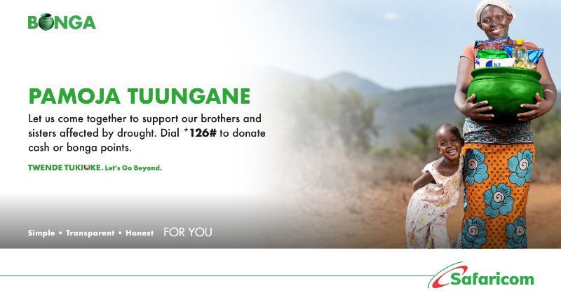 SafaricomPLC's tweet photo. Let’s come together to help our fellow Kenyans sleeping hungry due to drought. Donate a meal today by dialling *126# #PamojaTuungane
#BongaForFood