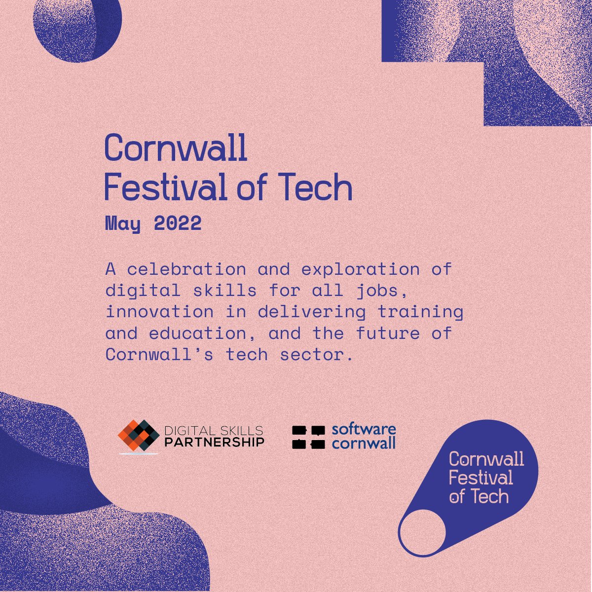 *Announcement* We’re part of the Cornwall Festival of Tech! A celebration and exploration of digital skills for all jobs, innovation in delivering training and education, and the future of Cornwall’s tech sector. Find out more about the festival: bit.ly/3MiUmVO