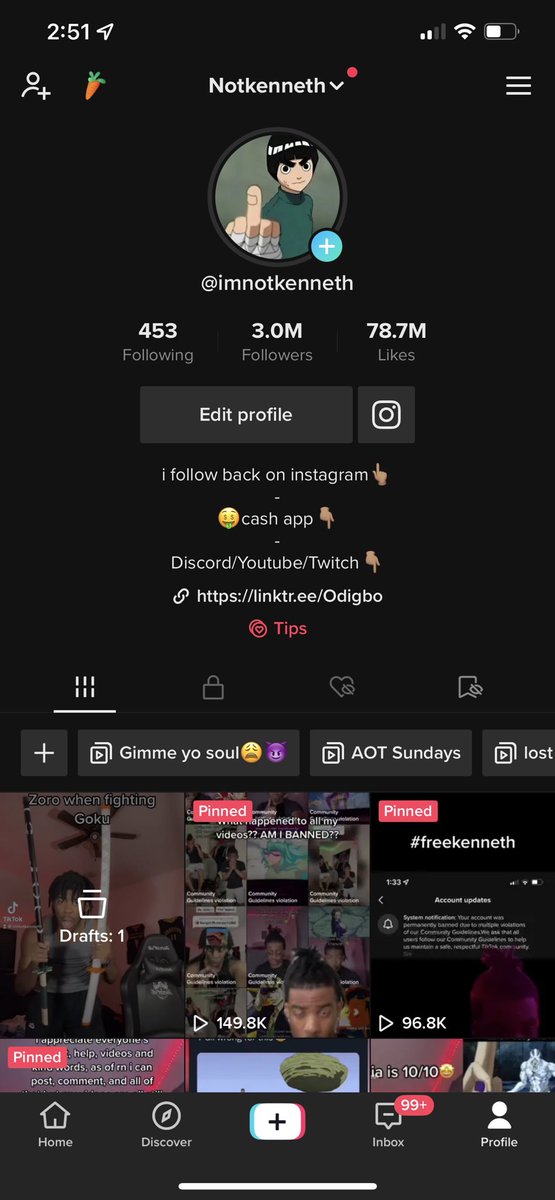 imnotkennethhh2's tweet photo. i woke up to this… why tiktok i just hit 3 million yesterday 😭 @TikTokSupport https://t.co/weQ1TKa5am