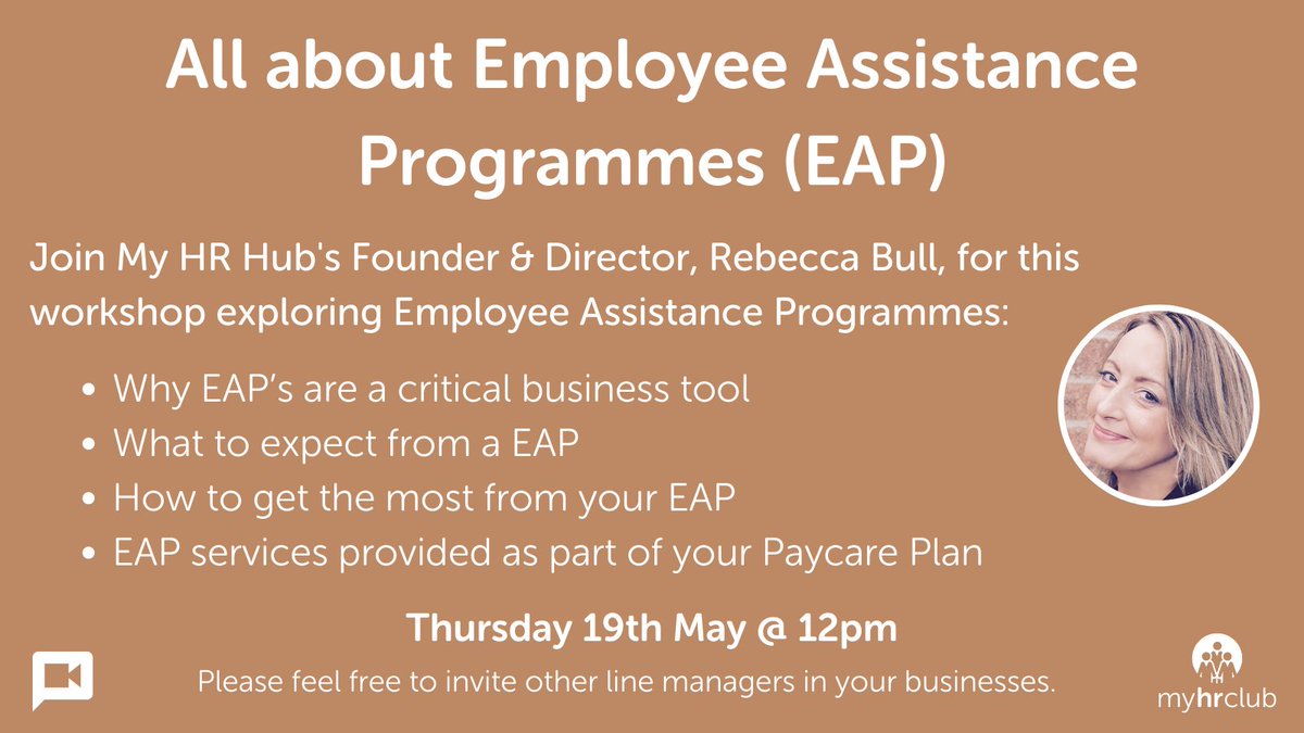 myhrhub's tweet photo. 📣Join us on Thursday 19th May at midday as we explore Employee Assistance Programmes and how they can be a critical tool for businesses!

Find out more and how to register👉 https://t.co/qCPjNNBidD https://t.co/5S1VFZBtEn
