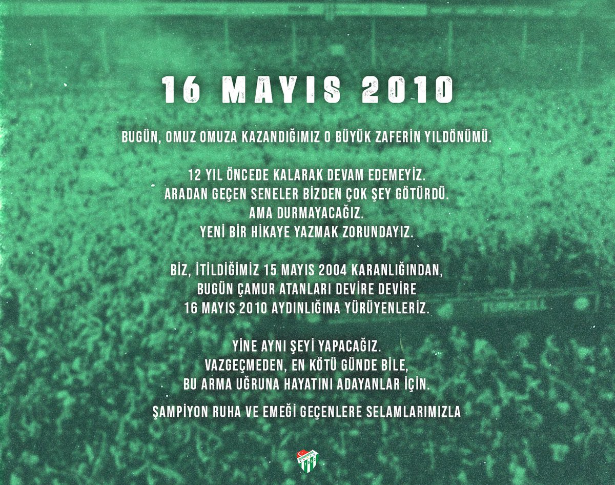 Şampiyon ruha ve emeği geçenlere selamlarımızla.

#16MAYIS2010