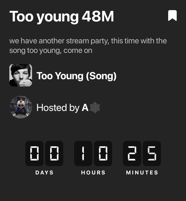 LouisWT91World's tweet photo. 📢 | STREAM PARTY
Nuevo stream party y está vez para la canción Too young, recuerden guardar el stream party, la meta de es 5k, recuerden que esto también ayuda a que Louis llegue a los 2 billones de reproducciones en Spotify #LouisTo2B
🔗https://t.co/8PNUr7Nn2Y https://t.co/1z68ZfXZir