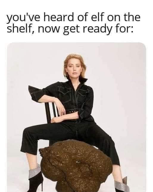 ManbaXocop's tweet photo. You’ve heard of Elf on a shelf… well get ready for HEARD ON A TURD #CourtTV #lawandcrime #JusticeForJohhnyDepp #JohnnyDeppVsAmberHeard #Aquaman2 #DeppHeardTrial #AmberHeardIsAPsycopath #Shitthebed #AmberTurds https://t.co/gvnLWVypVH