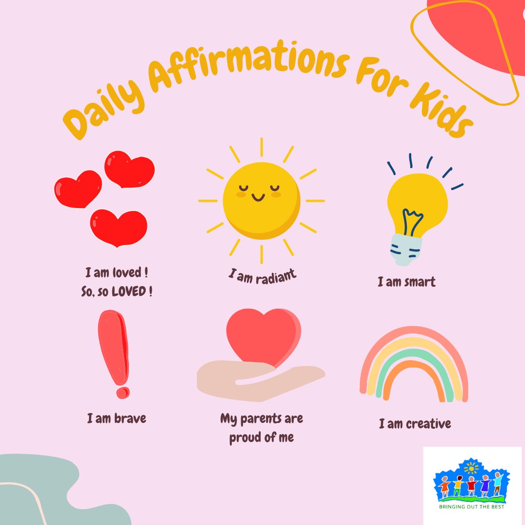 uncg_botb's tweet photo. Having your child say positive affirmations daily helps them develop a healthy self-esteem and a positive mental-social-emotional mindset. They are a also powerful tool for kids who are struggling to manage emotions. https://t.co/4D386zmN1x