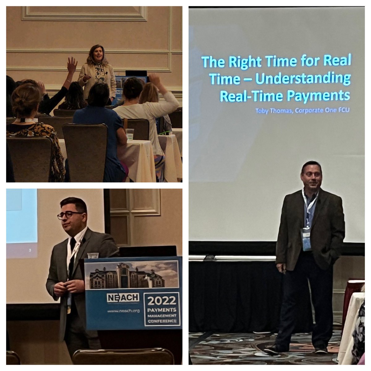 NEACHOnline's tweet photo. #PMC2022 breakout sessions have begun with discussions on Debit Card Error Resolution, RTP and FedLine Solutions. Thank you  @shazamnetwork @FRBservices and @CorporateOneFCU for sharing your expertise! https://t.co/DuzEYOvAIO