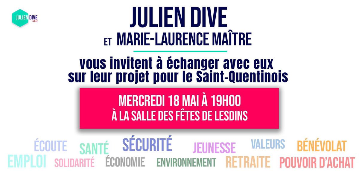 JulienDive's tweet photo. 💪 Cette semaine on poursuit avec la 17, 18, 19 et 20ème réunion de proximité dans les villages de la #Circo0202 à l’écoute de la population !
On se retrouve ici 👇
📍#Gricourt - 16/05/22
📍#Lesdins - 18/05/22
📍#Vendeuil - 19/05/22
📍#Holnon - 20/05/22 https://t.co/MODNnmxDp9