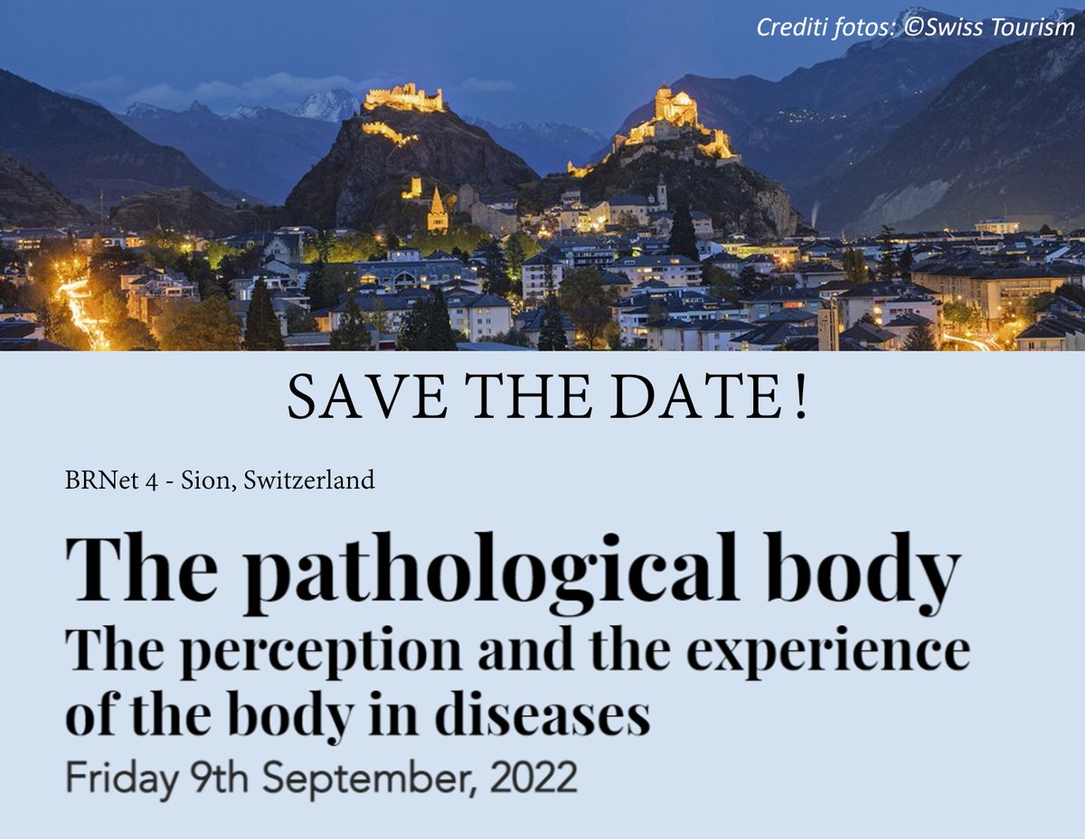 Very happy to announce the next BRNet in Sion, Switzerland, organised with <a href="/FraGarbarini/">Francesca Garbarini</a>  <a href="/ManibusLab/">Manibus Lab</a>, supported by <a href="/snsf_ch/">Swiss National Science Foundation</a>, <a href="/hessovalais/">hessovalais</a> <a href="/institut_sante/">Institut Santé</a>, The Sense Innovation and Research Center, Société Académique du Valais. All info here: bodyrepresentation.wixsite.com/brnet/brnet4