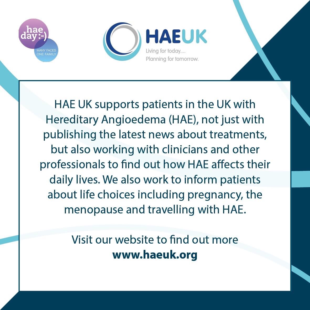HAE_UK's tweet photo. Happy hae day 2022
Please share to help us raise awareness of Hereditary Angioedema on hae day :-)
#happyhaeday2022 #haeukpatientsupport https://t.co/k4ZzdvgfEi