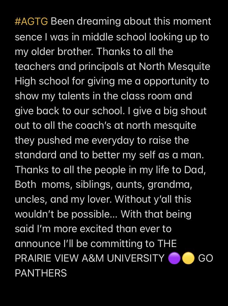 cadenbowers75's tweet photo. After much consideration and prayer with my parents, Ive decided to commit to an amazing football program, and HBCU rich in tradition. I couldnt be more excited to for my future. @COACHAGREEN @KoachV @tkick6 @TrustMyEyesO @ZachIsGreat_ @NM_StallionFB @pvamu_football @V_Rod13 https://t.co/MMj4kv9Ytz