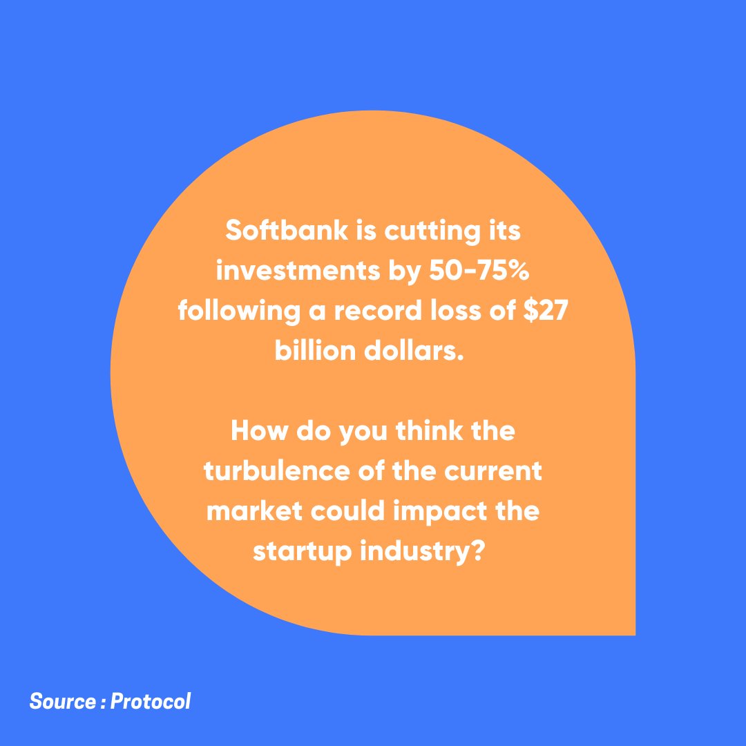 Rbbl_io's tweet photo. 📊 Following a record loss of $27 billion dollars, Softbank announced that they will be cutting their investments by 50-75%.  
How do you think the turbulence of the current market could affect the startup industry in the longterm?

Let us know in the comments below 🔽 

#startup https://t.co/3fhsX7AuGu