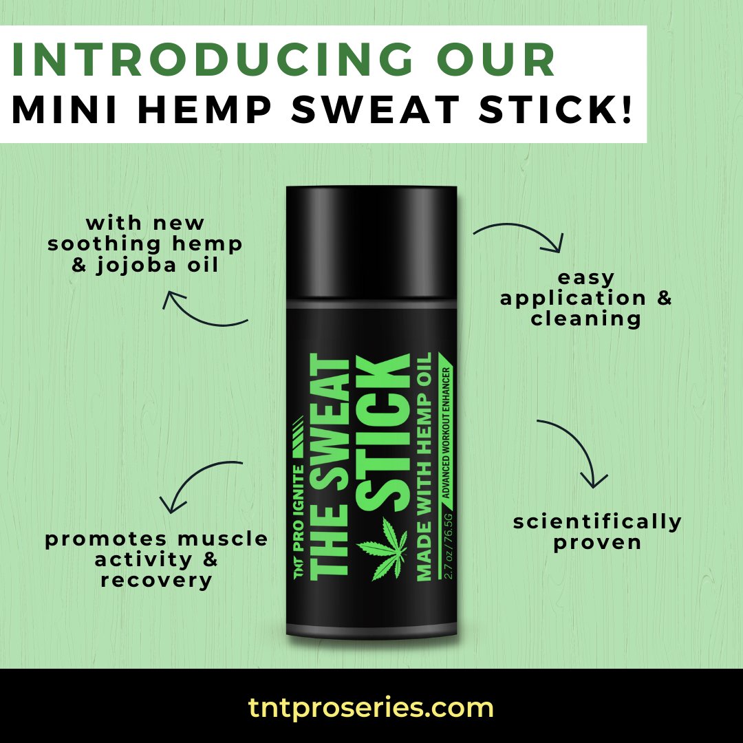 TNTProSeries's tweet photo. ✨NEW PRODUCT ALERT!✨⁠
⁠
Introducing our NEW MINI HEMP SWEAT STICK. 💚⁠
⁠
Is it getting hot in here?! Our NEW Sweat Stick will burn the calories for you! Now available in a convenient roll on stick for ease of application and cleaning.⁠
⁠
Get yours today! https://t.co/U6wU8huN43