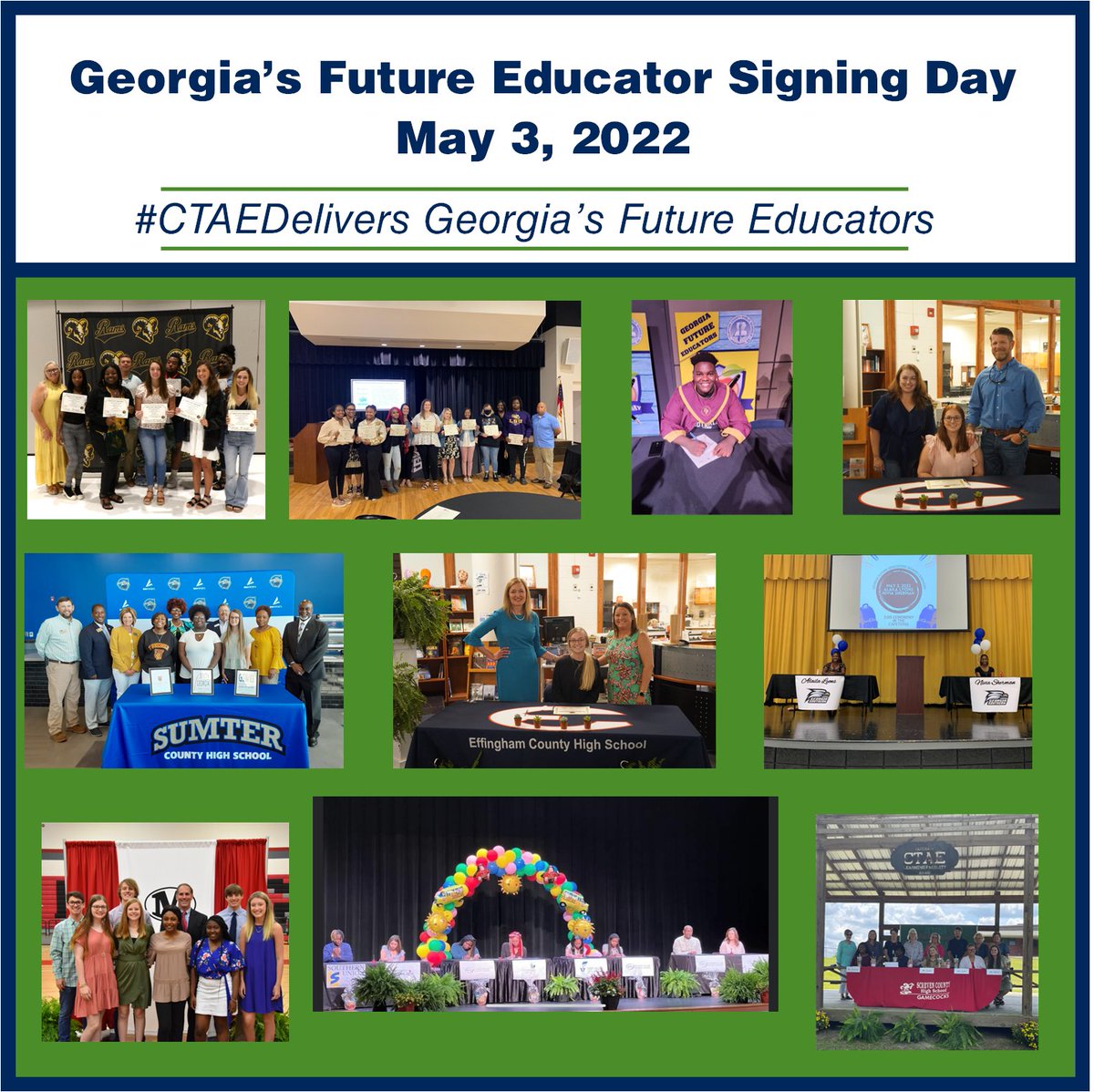 GeorgiaCTAE's tweet photo. #CTAEDelivers Real Opportunities for College and Rewarding Careers #gaeducatorssigningday22
#gafutureeducator https://t.co/ZwliLv9PTJ