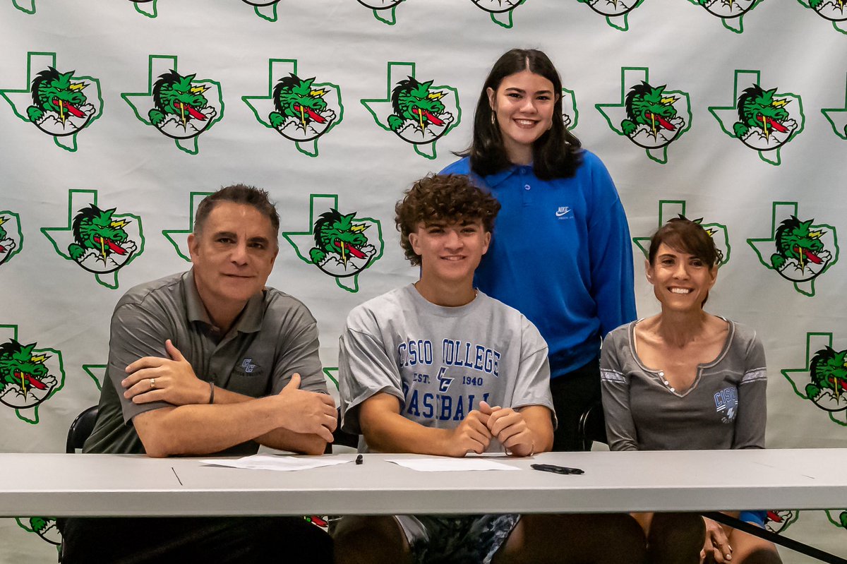 DragonBaseball's tweet photo. Today we celebrate 4 Dragons who have distinguished themselves in the classroom &amp; on the field. They signed to further their academic/athletic careers.

Zac Colletti- Cisco CC
Dane DeLugo- Hardin Simmons Univ
Dominic Gill- University of Dallas Austin Page- Amarillo College https://t.co/njo5twTSaW