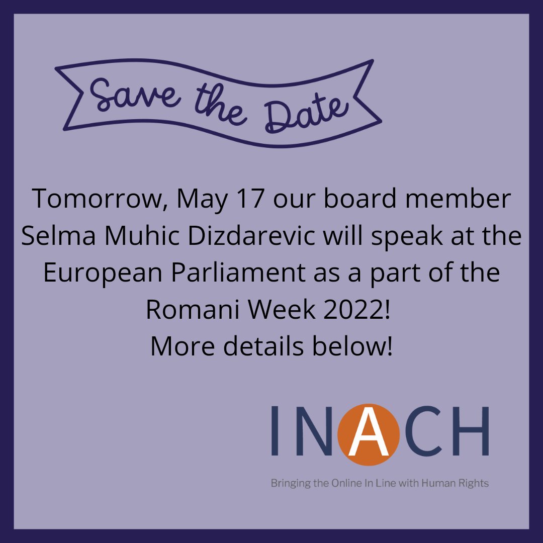 INACHnet's tweet photo. Tune in tomorrow at 10.30 am to hear our board member @carpeDoughnut speak at the European Parliament as a part of the Romani Week 😍💪
Here you can access the agenda: https://t.co/vsHCZ9dW7q
Klick here to watch the livestream: https://t.co/8cTRoFj1Dz
#romaniweek #EU https://t.co/AZSLJMDw9L