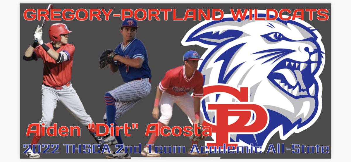 GPWildcatBsbl's tweet photo. Gregory-Portland puts 2 players on the Academic All State 2nd Team! Congratulations Aiedan Acosta and Santiago Guzman for your hard work in the classroom. https://t.co/U17Vzqzh3O