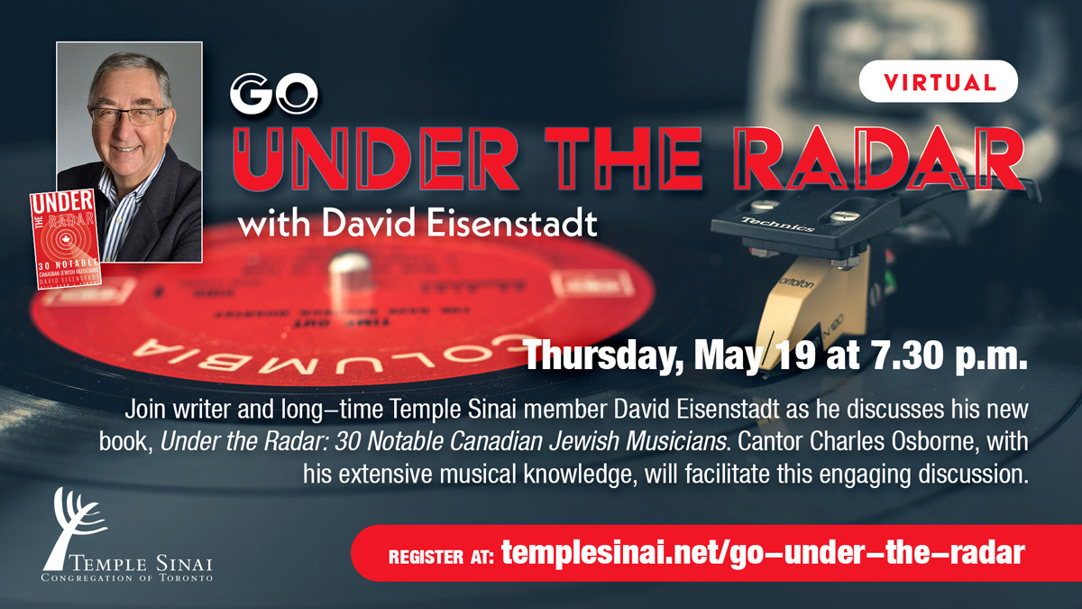 templesinaito's tweet photo. Go Under the Radar with author and Temple Sinai member David Eisenstadt on Thursday, May 19 at 7.30 p.m.

Register: https://t.co/sFQ3t33coF

Purchase David's book: https://t.co/3taQtR1SyD

#jewishmusic #bookreview https://t.co/anYYo3Hvop