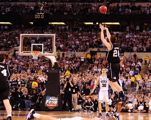 What's another college sports team that you're a fan of that isn't Auburn? Mine is Butler basketball and this shot still haunts me to this day https://t.co/Ij0f12ftgW