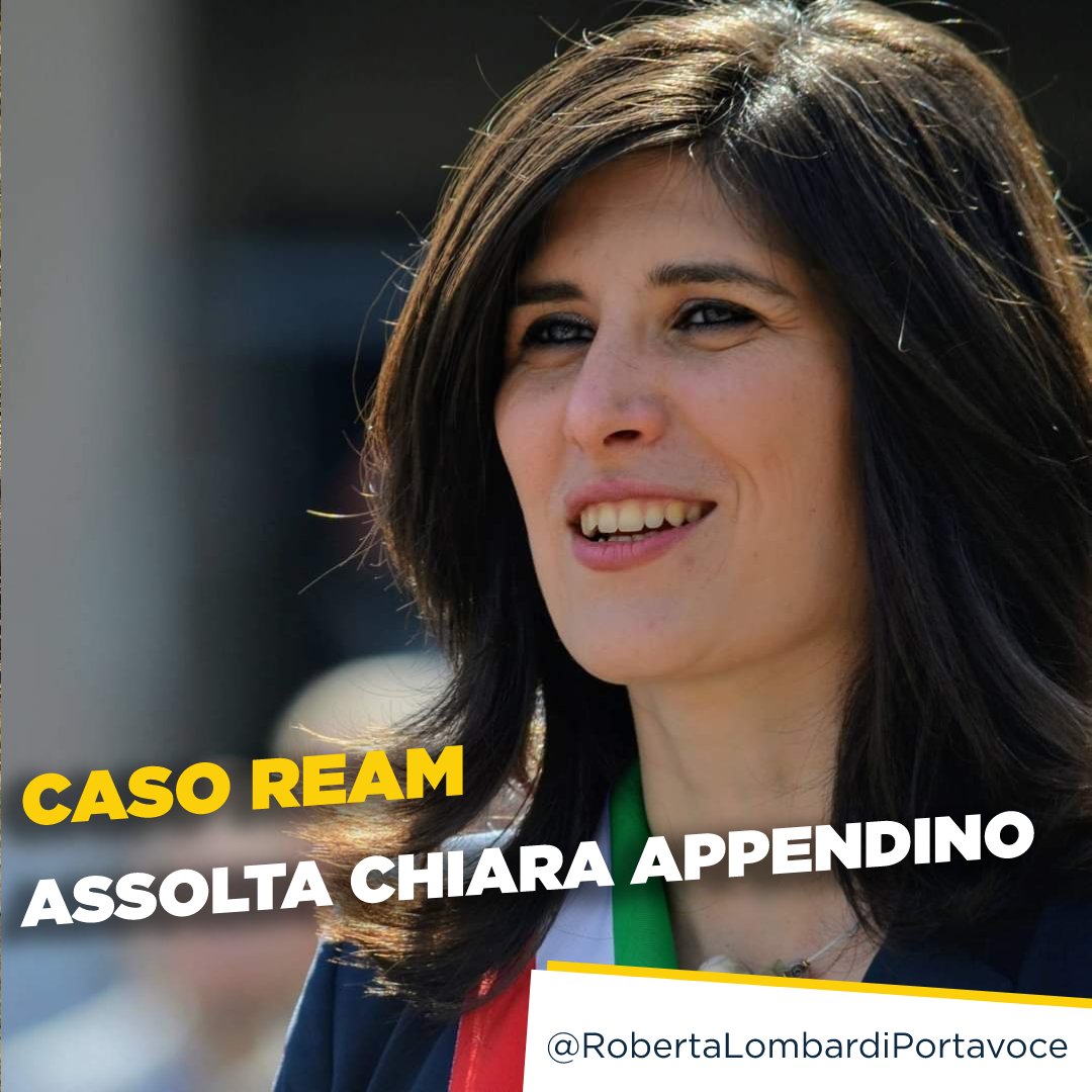 robertalombardi's tweet photo. Con la sentenza odierna, Chiara #Appendino è stata #assolta dalle accuse del caso #Ream. La giustizia ha confermato la buona fede e la correttezza del suo operato di Sindaca, ristabilendo la #verità.
Un abbraccio, Chiara!
@c_appendino @Mov5Stelle @M5SLazio https://t.co/7Y4qdDU4Ng